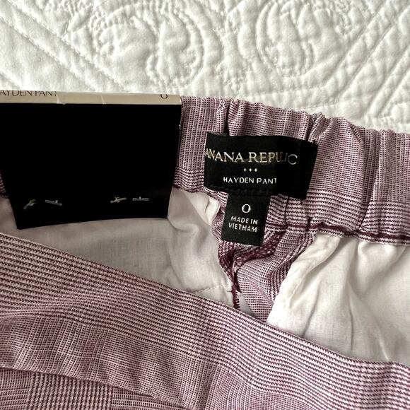 Banana Republic Factory Hayden Ankle Pant Burgundy Plaid 0 NWT - Picture 7 of 10